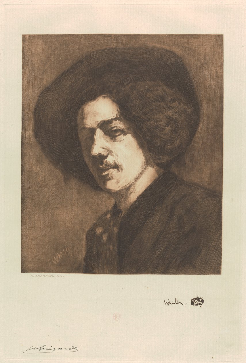 Retrato de Whistler de Henri Charles Guérard