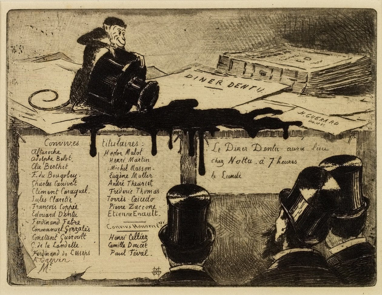Mono volcando un tintero, 1881 de Henri Charles Guérard