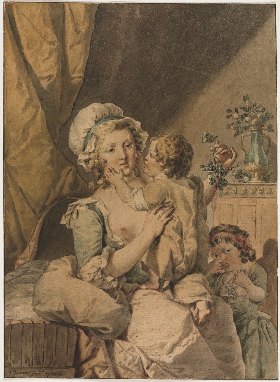 madre con dos hijos de Henri Chevaux