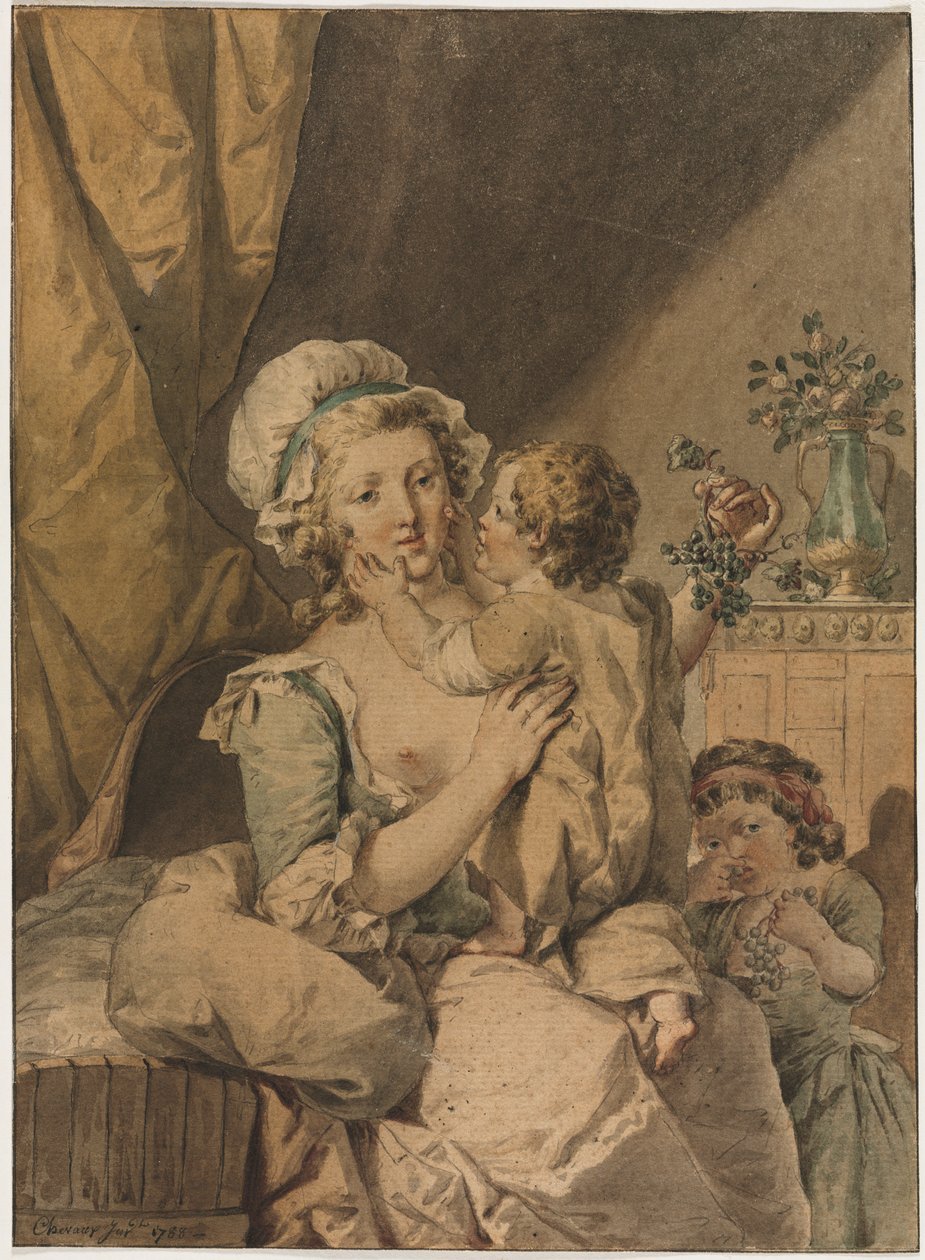 Madre con dos hijos, 1788 de Henri Chevaux