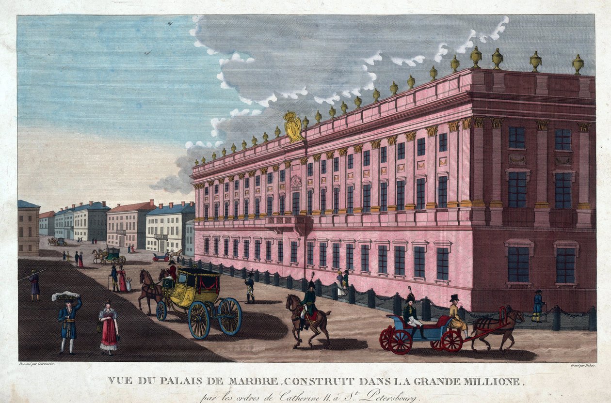 El Palacio de Mármol de San Petersburgo - Courvoisier-Voisin, Henri (1757-1830) - c. 1811 - Aguafuerte, acuarela - 32,4x49,3 - Colección privada de Henri Courvoisier Voisin