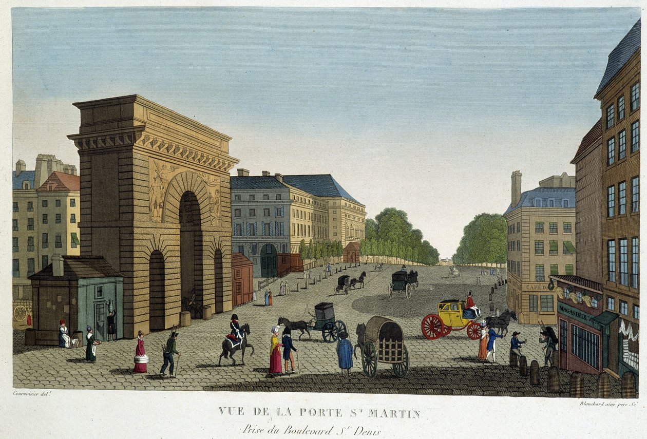 Vista de la Porte St Martin - en “Vues de Paris” por Courvoisier de Henri Courvoisier Voisin