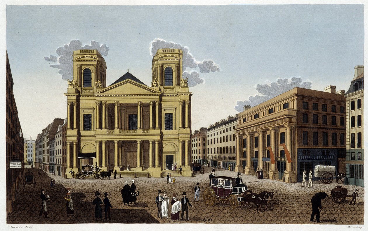 Iglesia de Saint-Eustache, circa 1820 - en "Vues de Paris" por Courvoisier de Henri Courvoisier Voisin