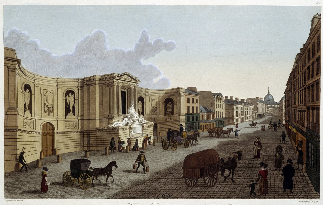 Fuente de la rue de Grenelle, circa 1820 en "Vues de Paris" por Courvoisier 1827 de Henri Courvoisier Voisin