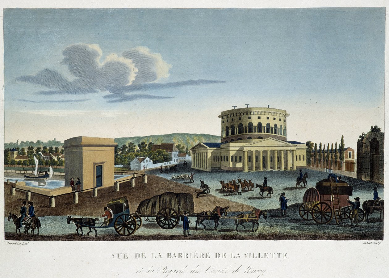 La barrière de la Villette, circa 1820 - en "Vues de Paris" por Courvoisier de Henri Courvoisier Voisin