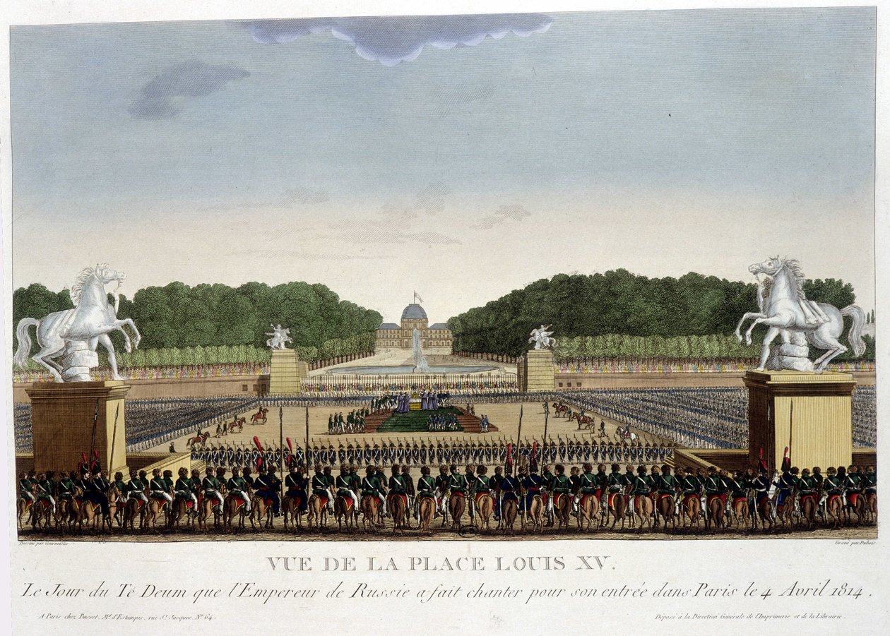 Place Louis XV (de la Concorde), alrededor de 1820 en "Vues de Paris" de Henri Courvoisier Voisin