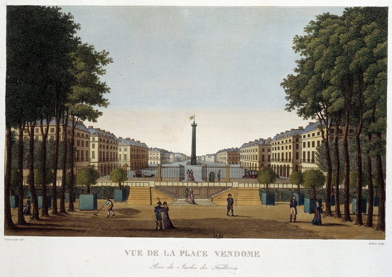 Place Vendôme, vista de un jardín - París por Courvoisier de Henri Courvoisier Voisin
