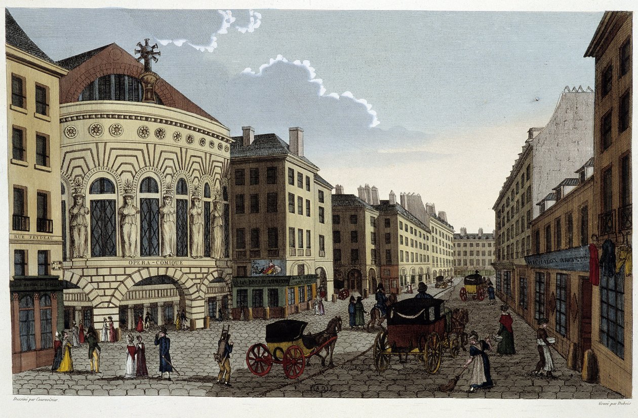 Teatro de la Ópera Cómica, circa 1820 en "Vues de Paris" por Courvoisier 1827 de Henri Courvoisier Voisin