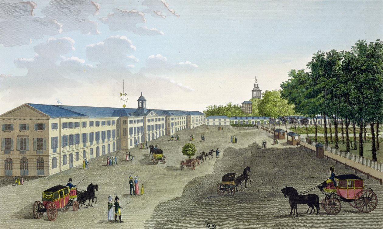 Vista de la nueva galería del Museo de Historia Natural en el Jardin des Plantes en París, grabado por Claude Fortier (1775-1835) (grabado en color) de Henri Courvoisier Voisin