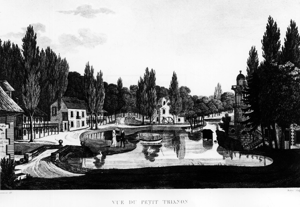 Vista del Peer Trianon en Versalles - dibujo por Courvoisier de Henri Courvoisier Voisin
