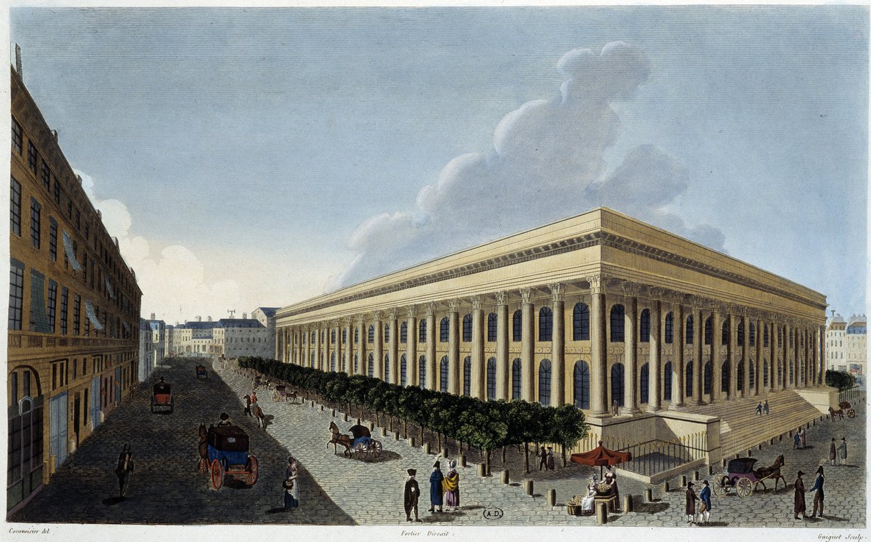 Vista de la nueva Bolsa y el Tribunal de Comercio - en “Vues de Paris” por Courvoisier de Henri Courvoisier Voisin