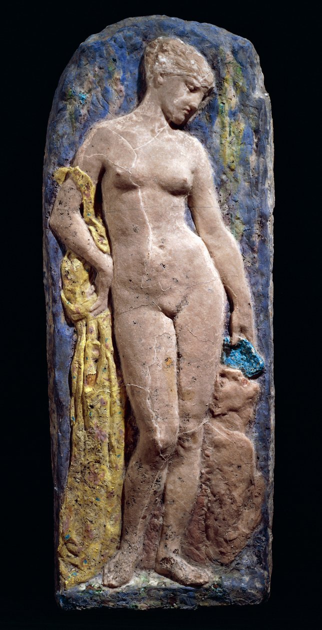 Placa en pasta de vidrio que representa a Circe de Henri Cros