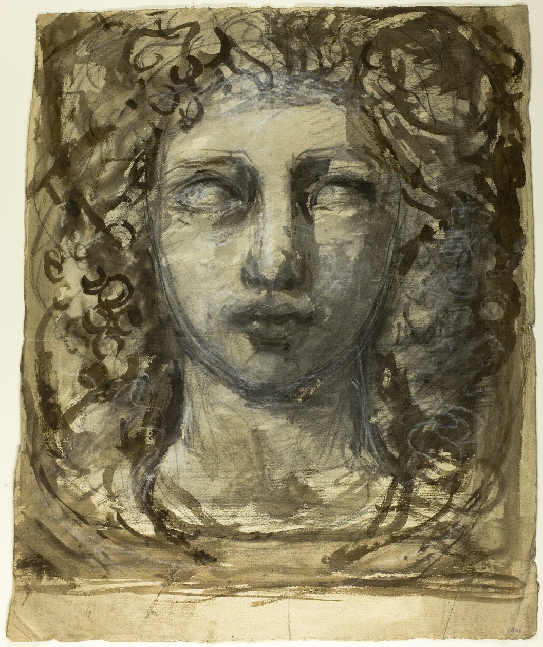 Estudio de cabeza femenina (recto); Cabeza masculina clásica (verso) de Henri Cros
