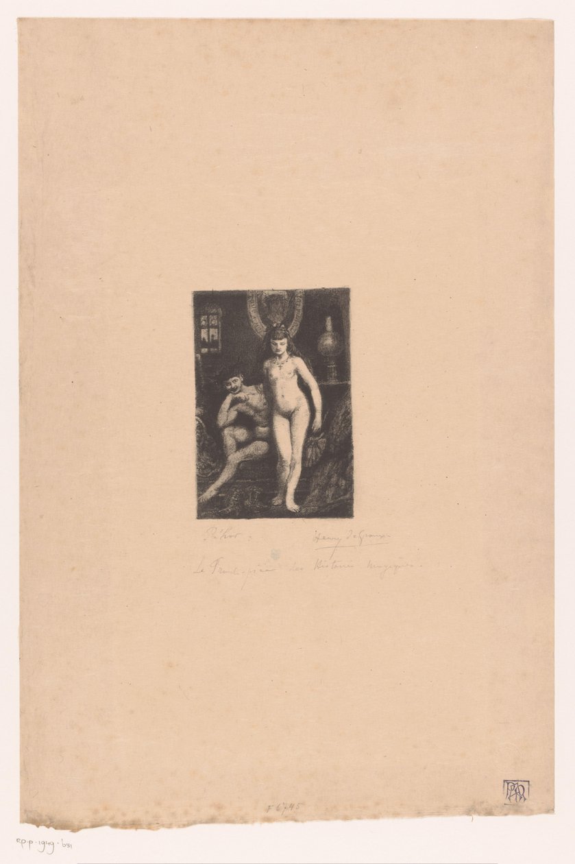 Mujer desnuda de pie y hombre desnudo sentado de Henri De Groux (signed by artist)