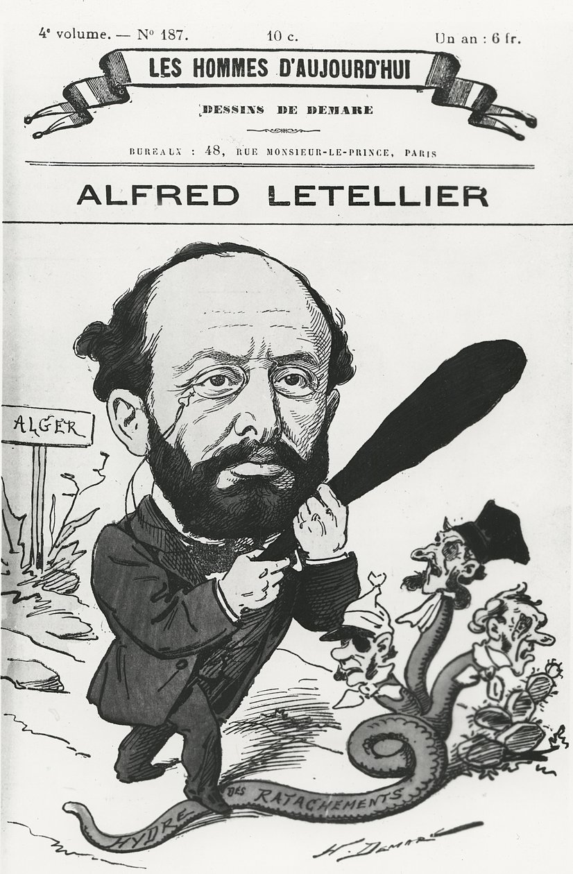 Caricatura de Alfred Letellier, de 