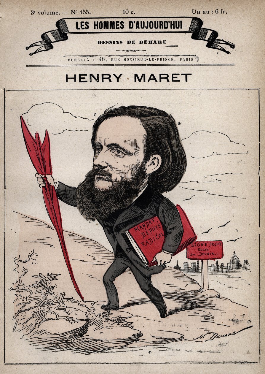 Caricatura de Henri (Henry) Maret (1837-1917) periodista y político inglés - de 