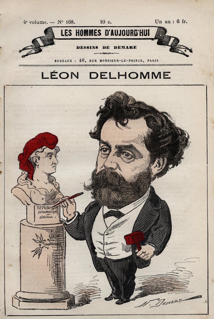 Caricatura de Léon Alexandre Delhomme (1841-1895) escultor francés de 