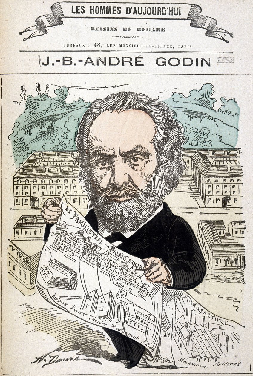 Jean Baptiste André Godin (1817-1888), industrial fundador de la familia. Dibujo de Demare en 