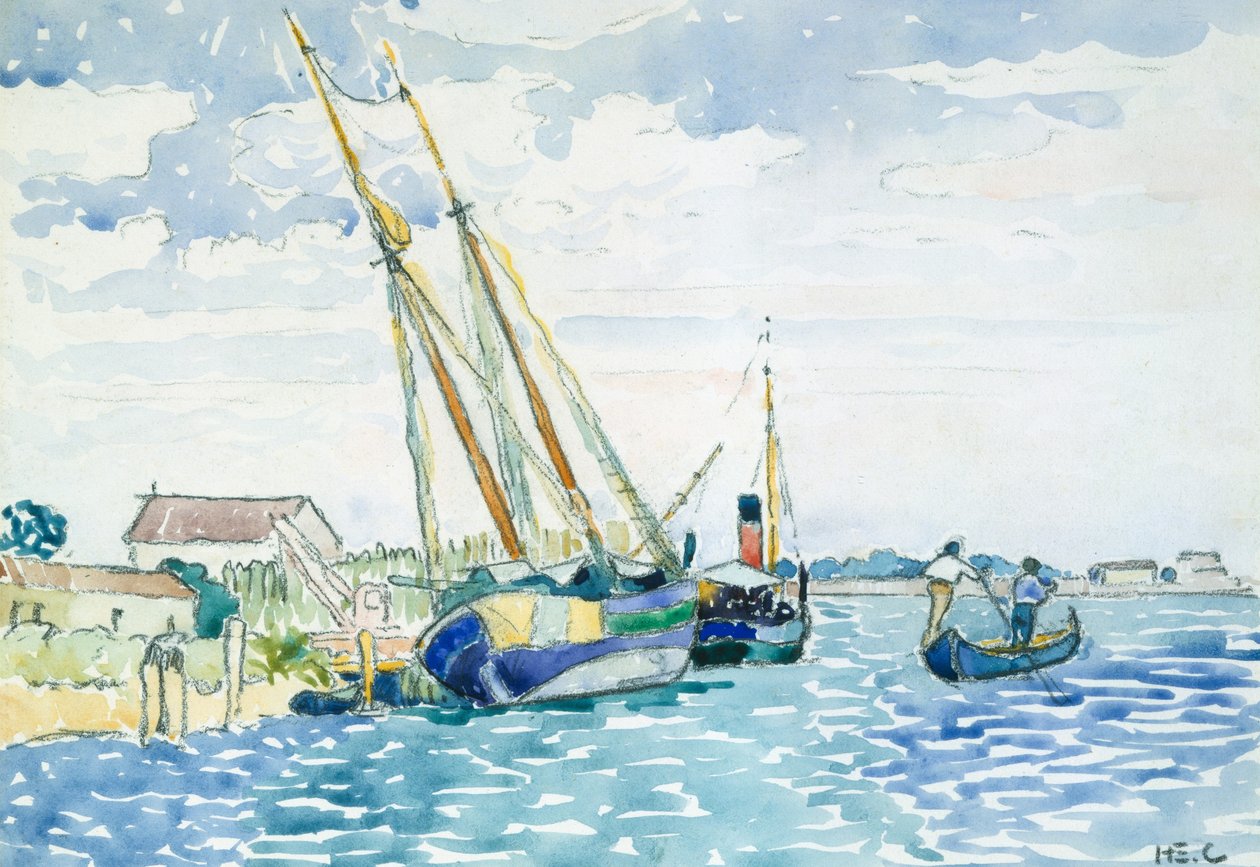 Escena marina (barcos cerca de Venecia), 1903 de Henri Edmond Cross