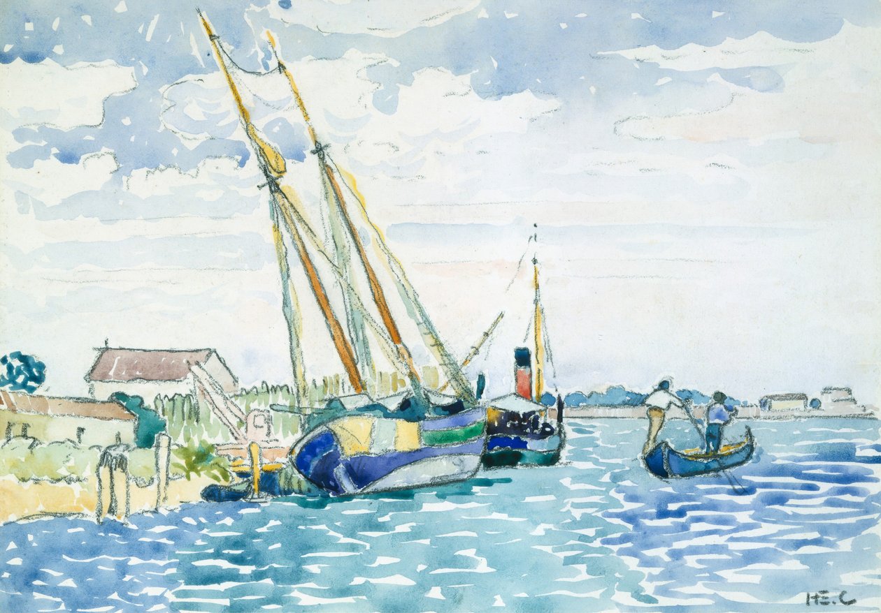 Escena marina Barcos cerca de Venecia, 1903 de Henri Edmond Cross