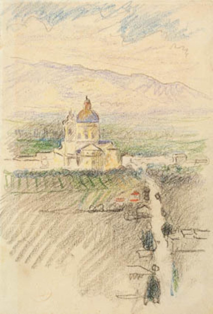 Vista sobre Santa Maria degli Angeli cerca de Asís de Henri Edmond Cross