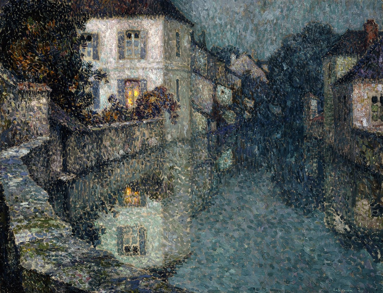Casas en el Canal, Nemours de Henri Eugene Augustin Le Sidaner