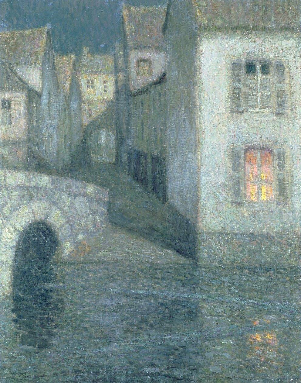 Casas en el río, Chartres, 1929 de Henri Eugene Augustin Le Sidaner