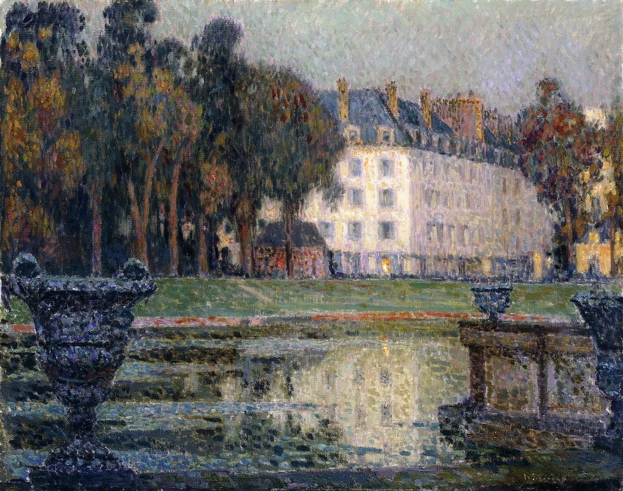 La fuente de Neptuno al anochecer de Henri Eugene Augustin Le Sidaner