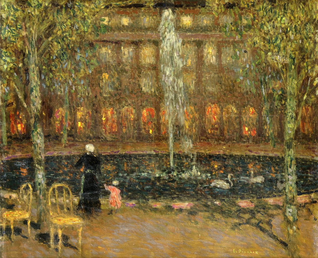 El estanque en el Palais Royal de Henri Eugene Augustin Le Sidaner