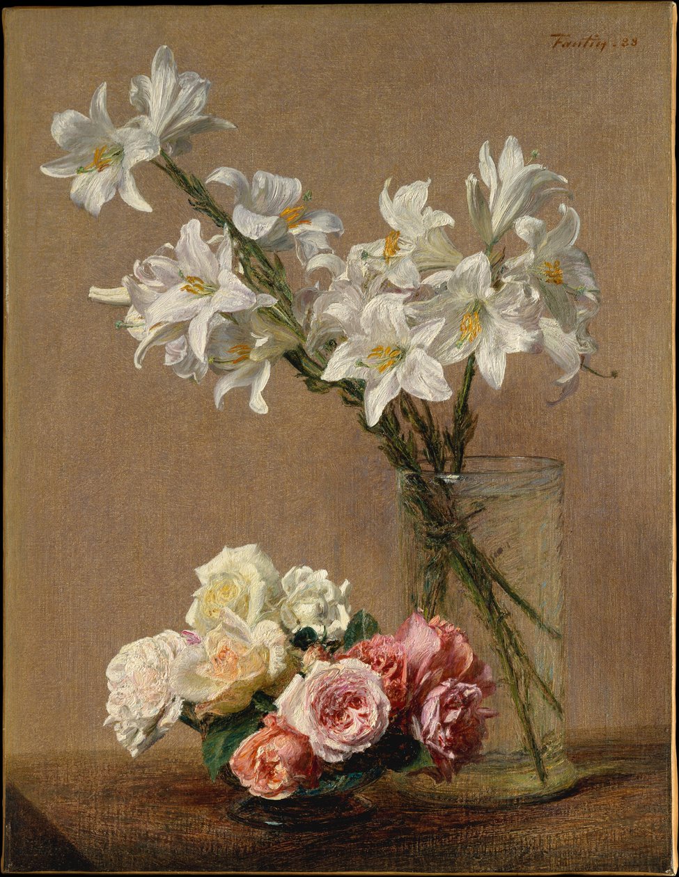 Rosas y lirios de Henri Fantin-Latour
