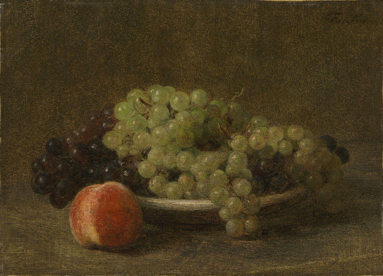 Bodegón con uvas y un melocotón de Henri Fantin-Latour
