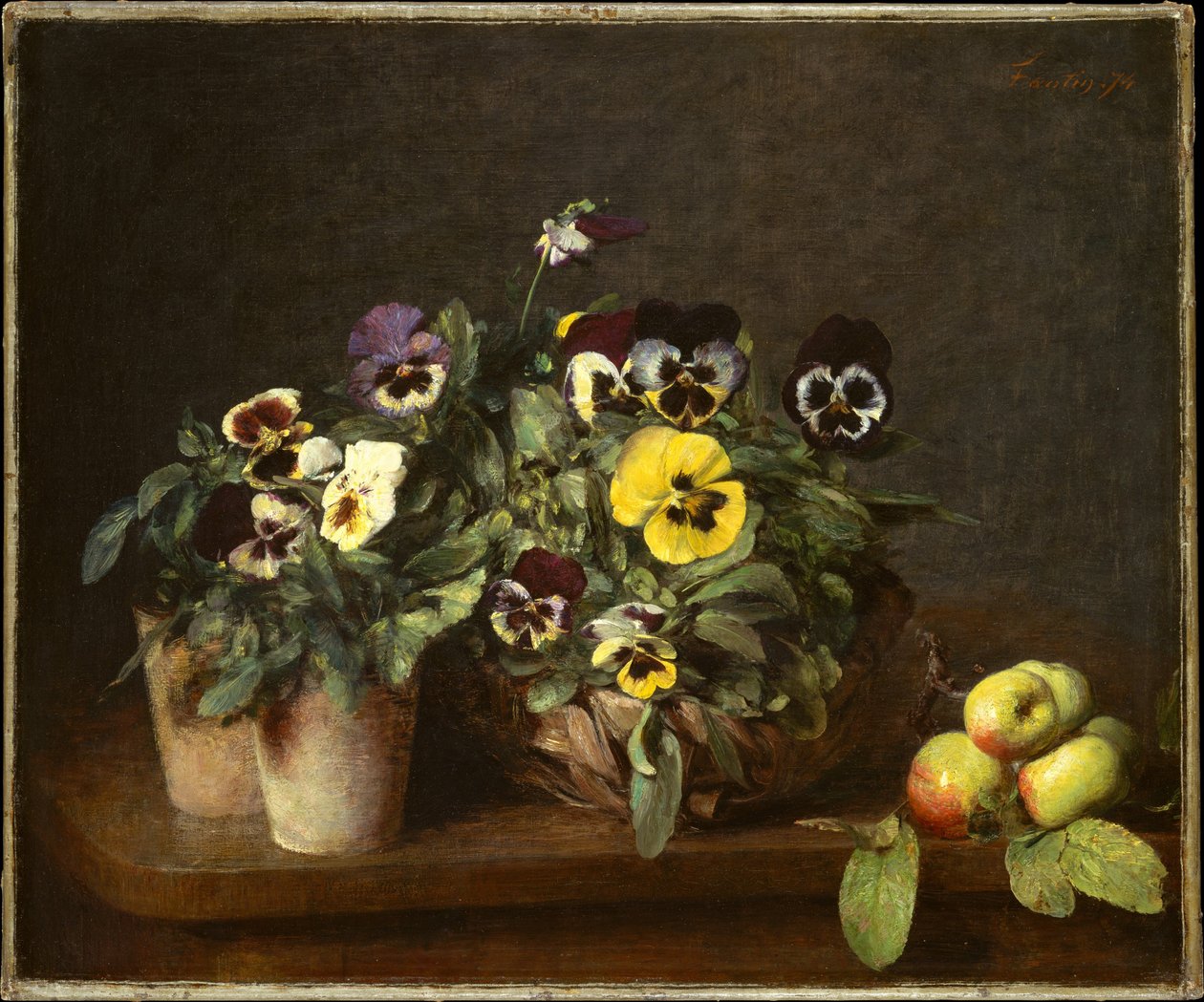 Naturaleza muerta con pensamientos de Henri Fantin-Latour