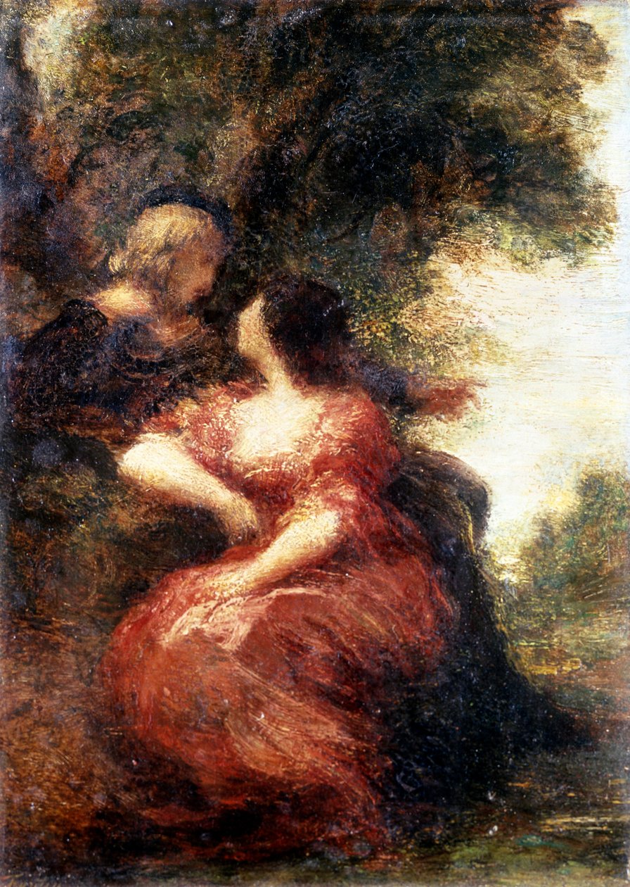 Trovador y su dama. Pintura de Henri Fantin-Latour (Henri Fantin Latour de Henri Fantin-Latour