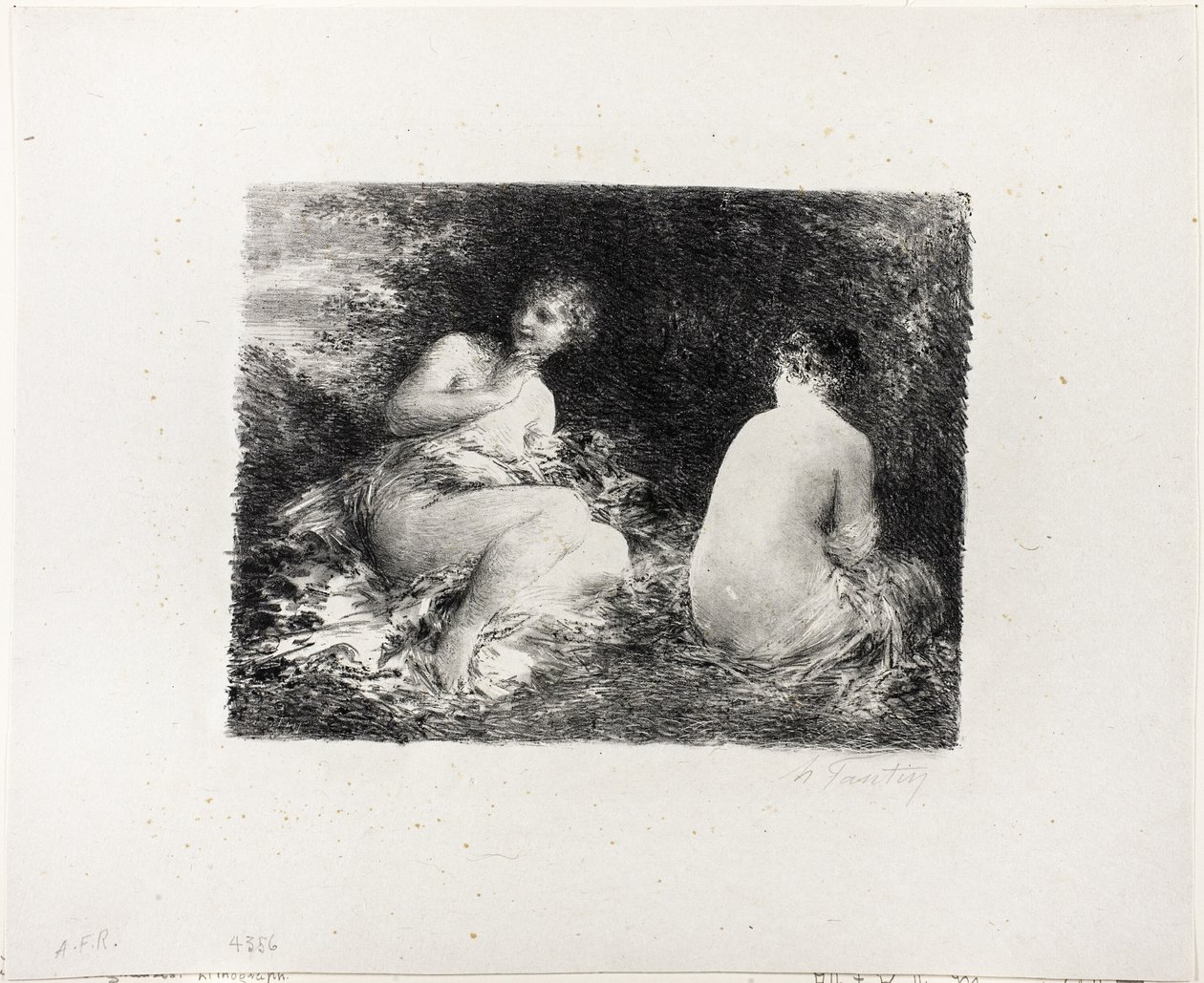 Mujeres bañándose, segunda placa mediana de Ignace Henri Jean Fantin Latour