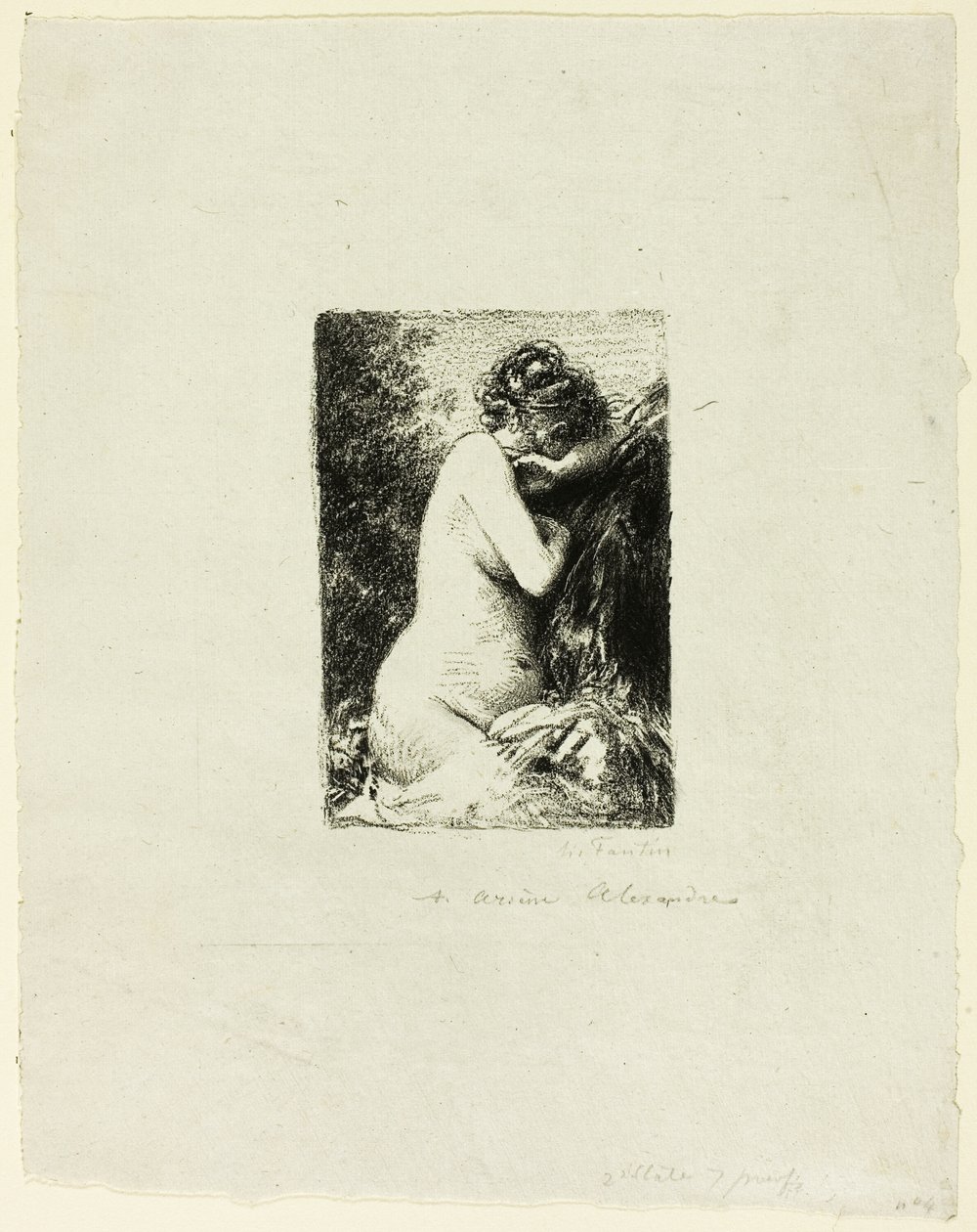 Mujer llorando: Estudio de una mujer sentada en perfil derecho de Ignace Henri Jean Fantin Latour