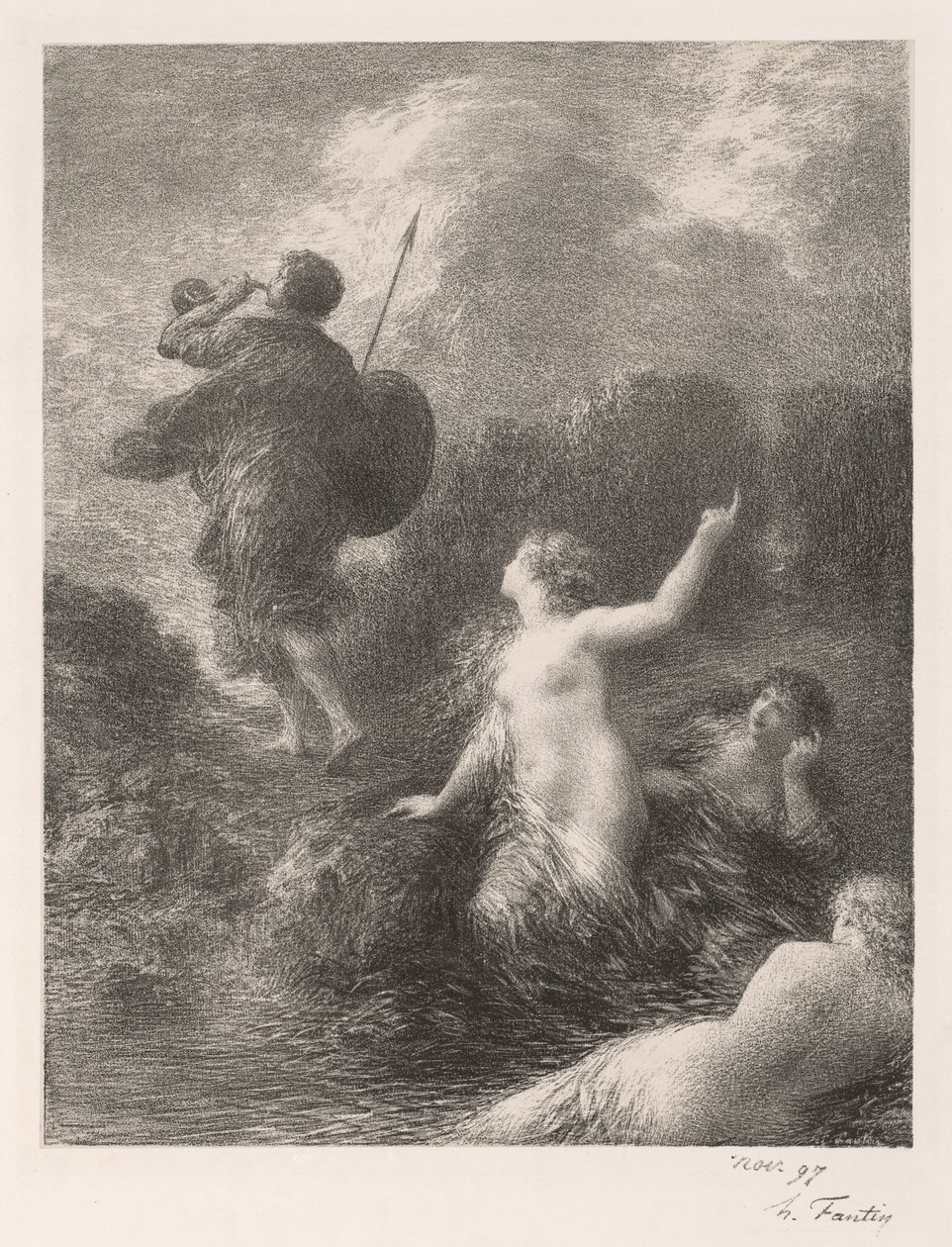 El ocaso de los dioses: Sigfrido y las doncellas de Ignace Henri Jean Fantin Latour