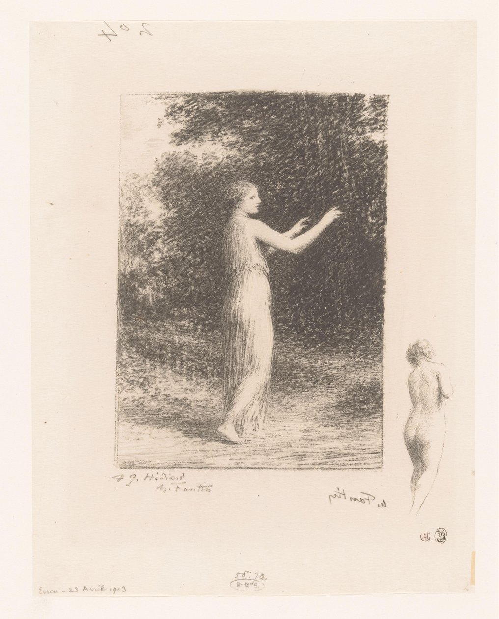 La Virgen de Lico pasea por la naturaleza
Le mendiant
Poemas de André Chénier (título de la serie)
Ilustraciones para poemas de André Chénier (título de la serie) de Ignace Henri Jean Fantin Latour