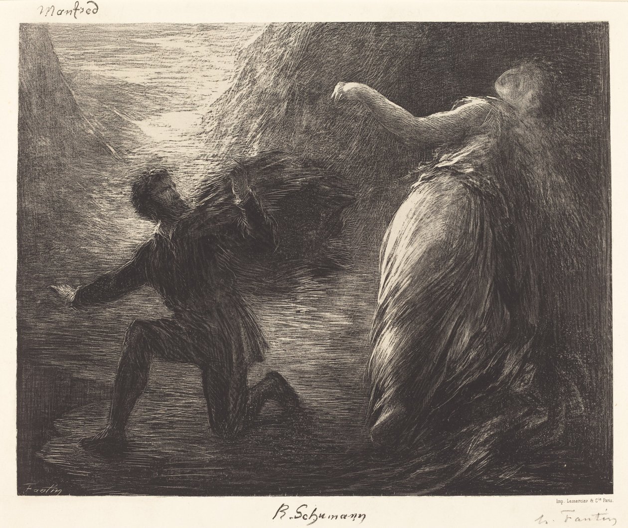 Manfred y Astarte (1ª placa) de Ignace Henri Jean Fantin Latour