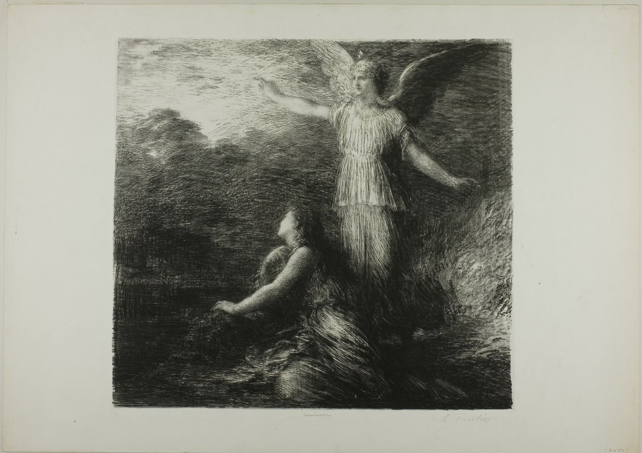 Paraíso y el Peri (Apertura), primera placa de Ignace Henri Jean Fantin Latour