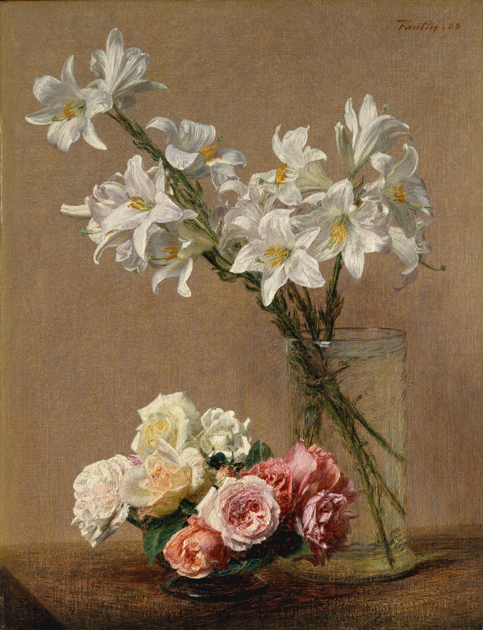 Rosas y lirios, 1888 de Ignace Henri Jean Fantin Latour