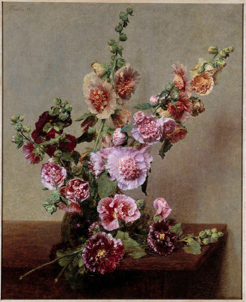 Rosas trémiere de Ignace Henri Jean Fantin Latour