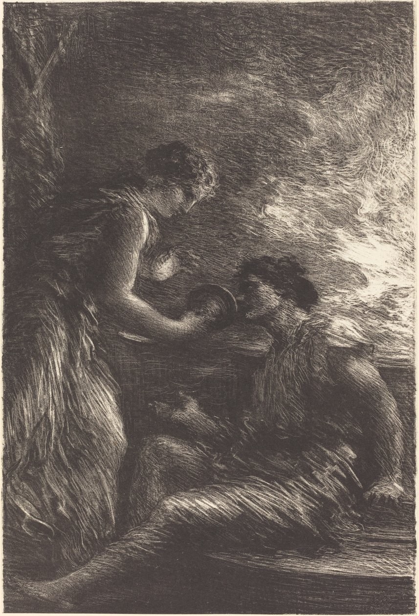 Sieglinde y Siegmund del Acto I de "La Valquiria" de Ignace Henri Jean Fantin Latour