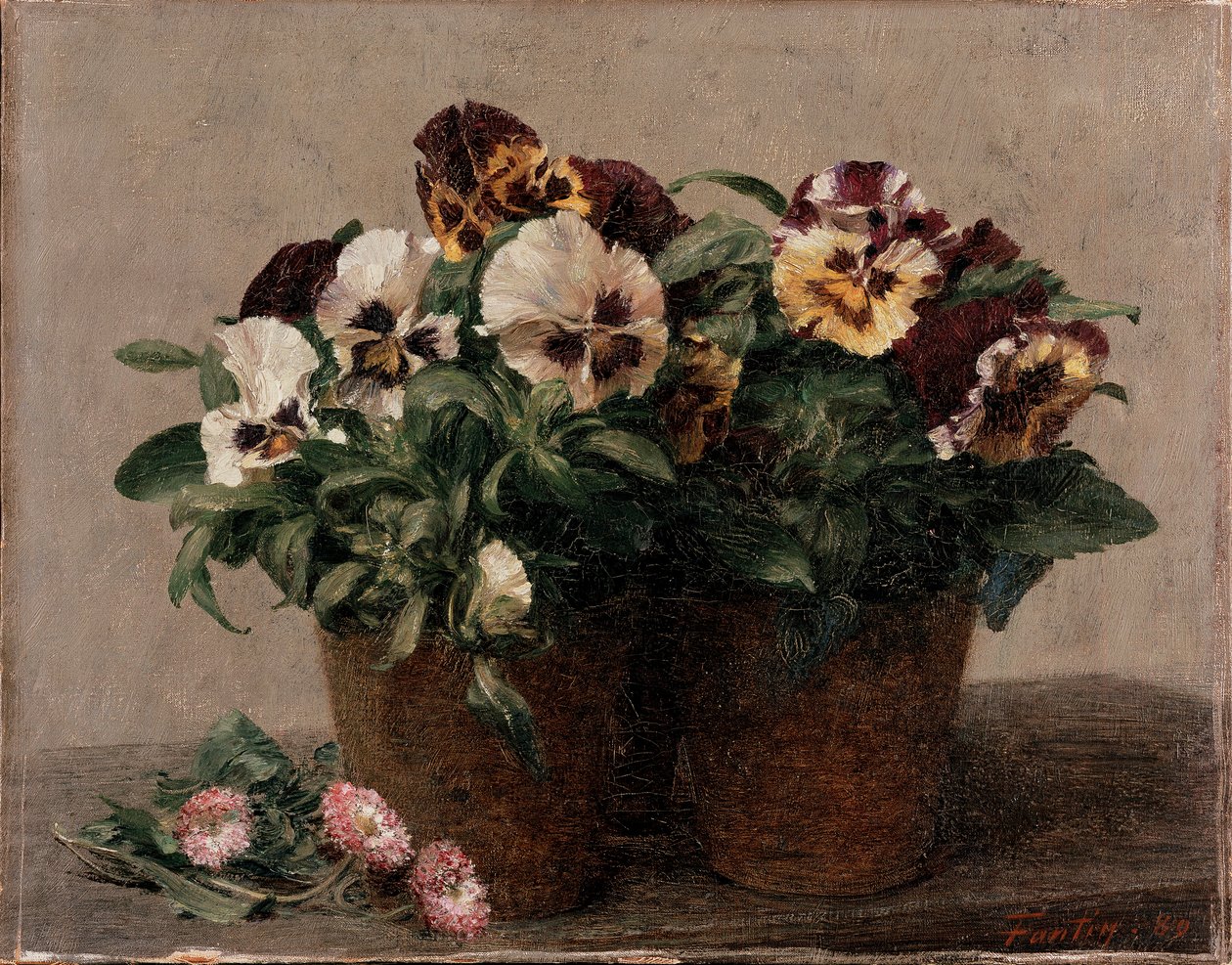 Naturaleza muerta: Pensamientos y margaritas, 1880 de Ignace Henri Jean Fantin Latour
