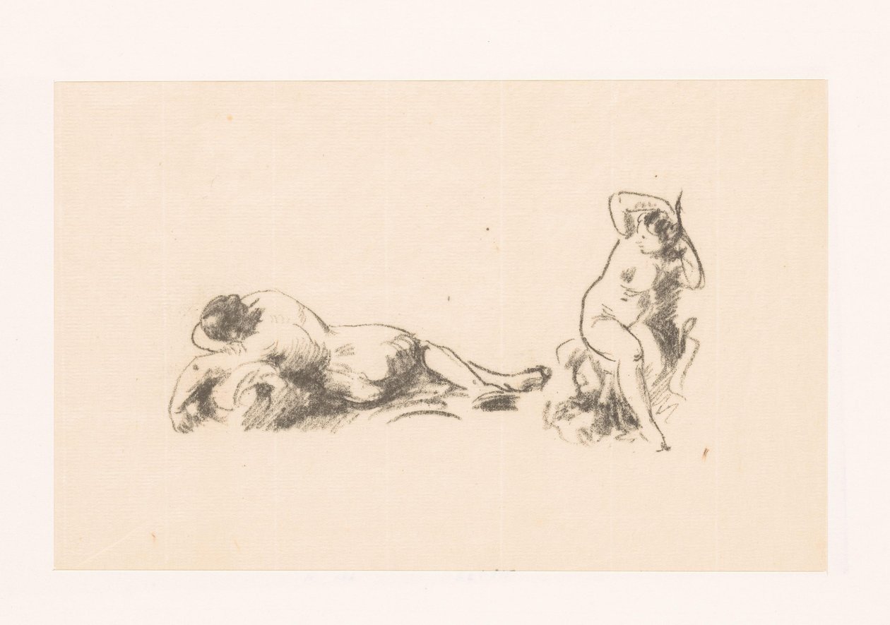 Hoja de estudio con dos mujeres desnudas de Ignace Henri Jean Fantin Latour