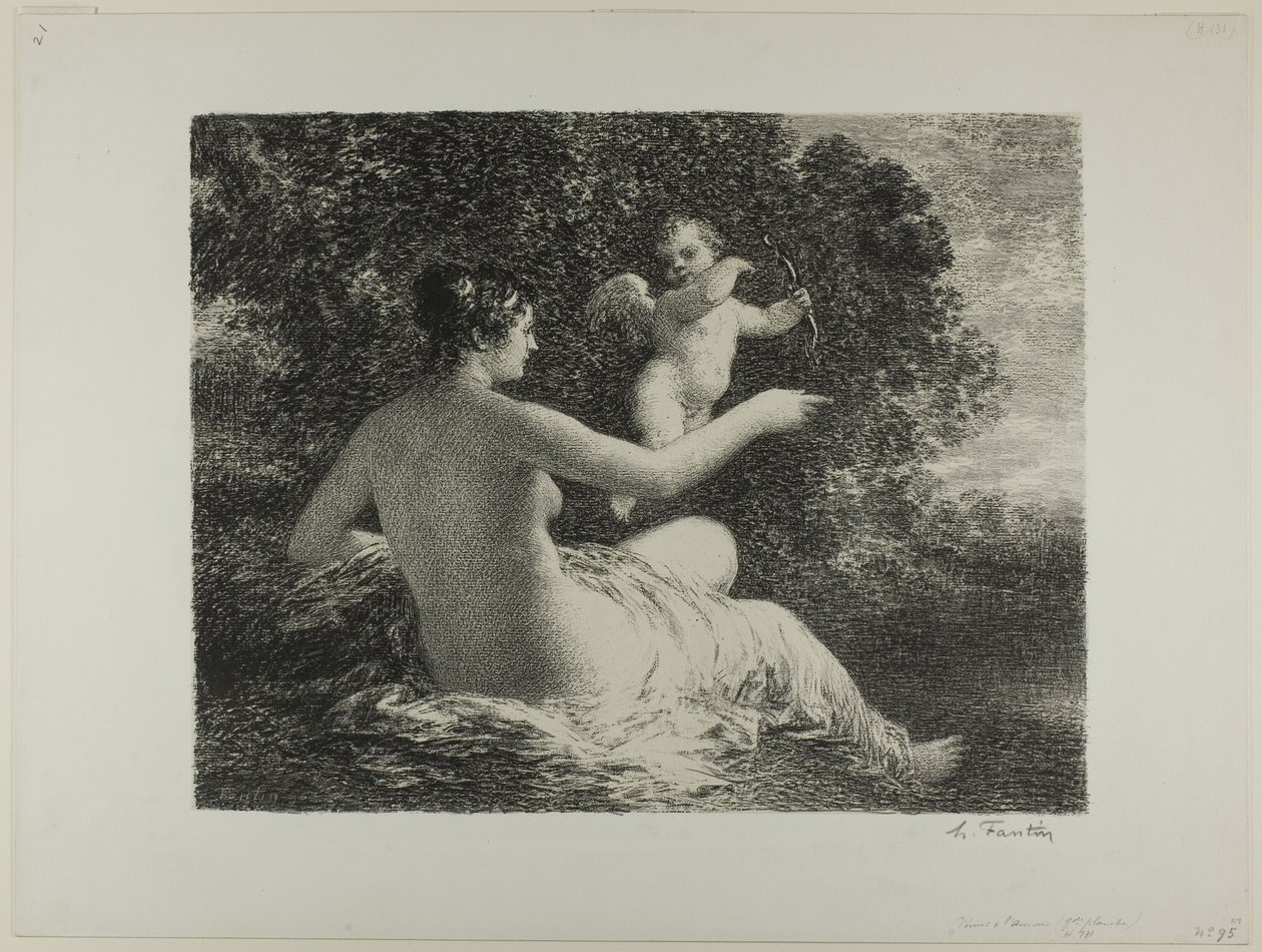 Venus y Cupido, gran placa de Ignace Henri Jean Fantin Latour