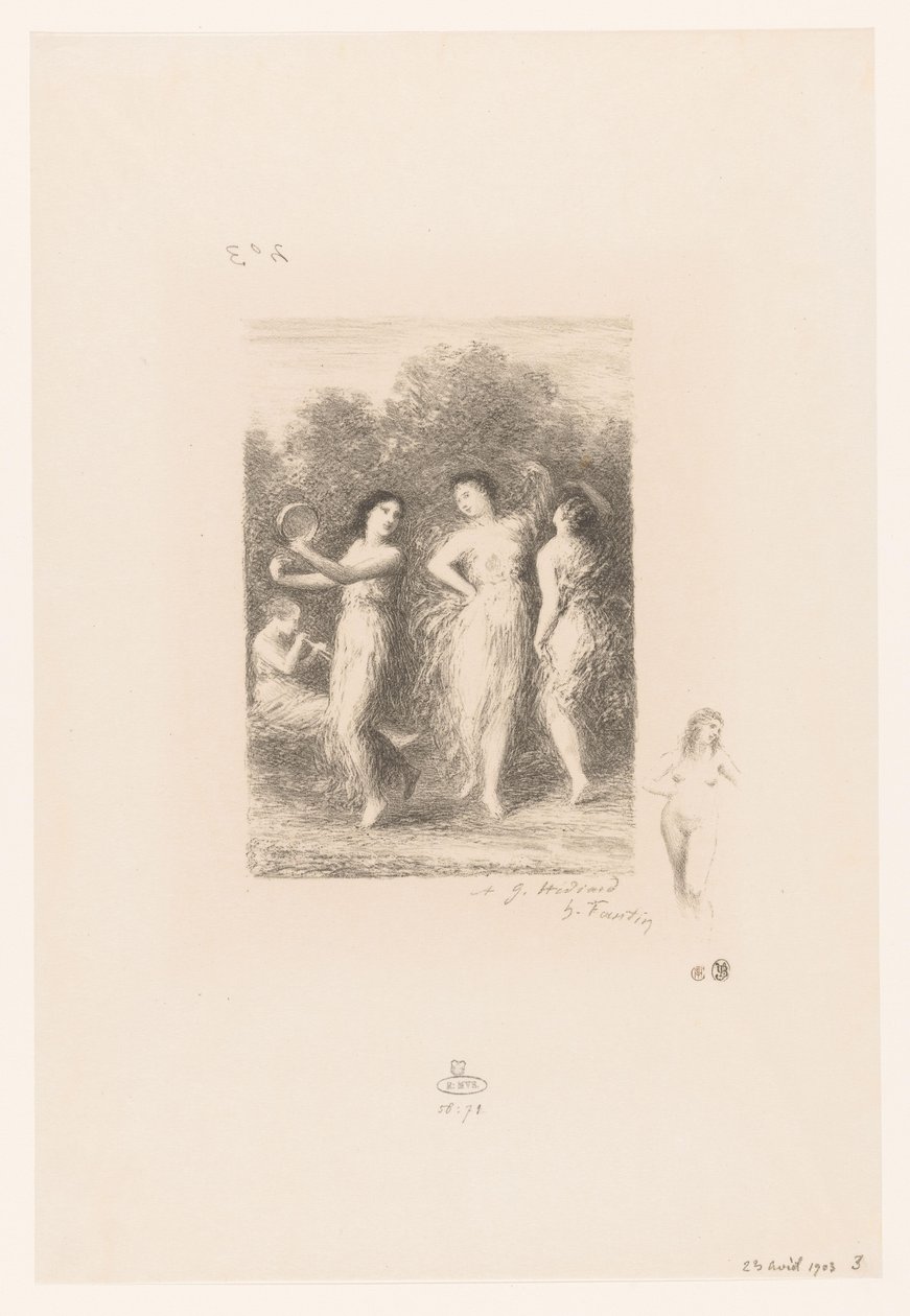 Dos jóvenes bailan y tocan música
El niño enfermo
Gedichten van André Chénier (título de la serie)
Ilustraciones para las Poésies d