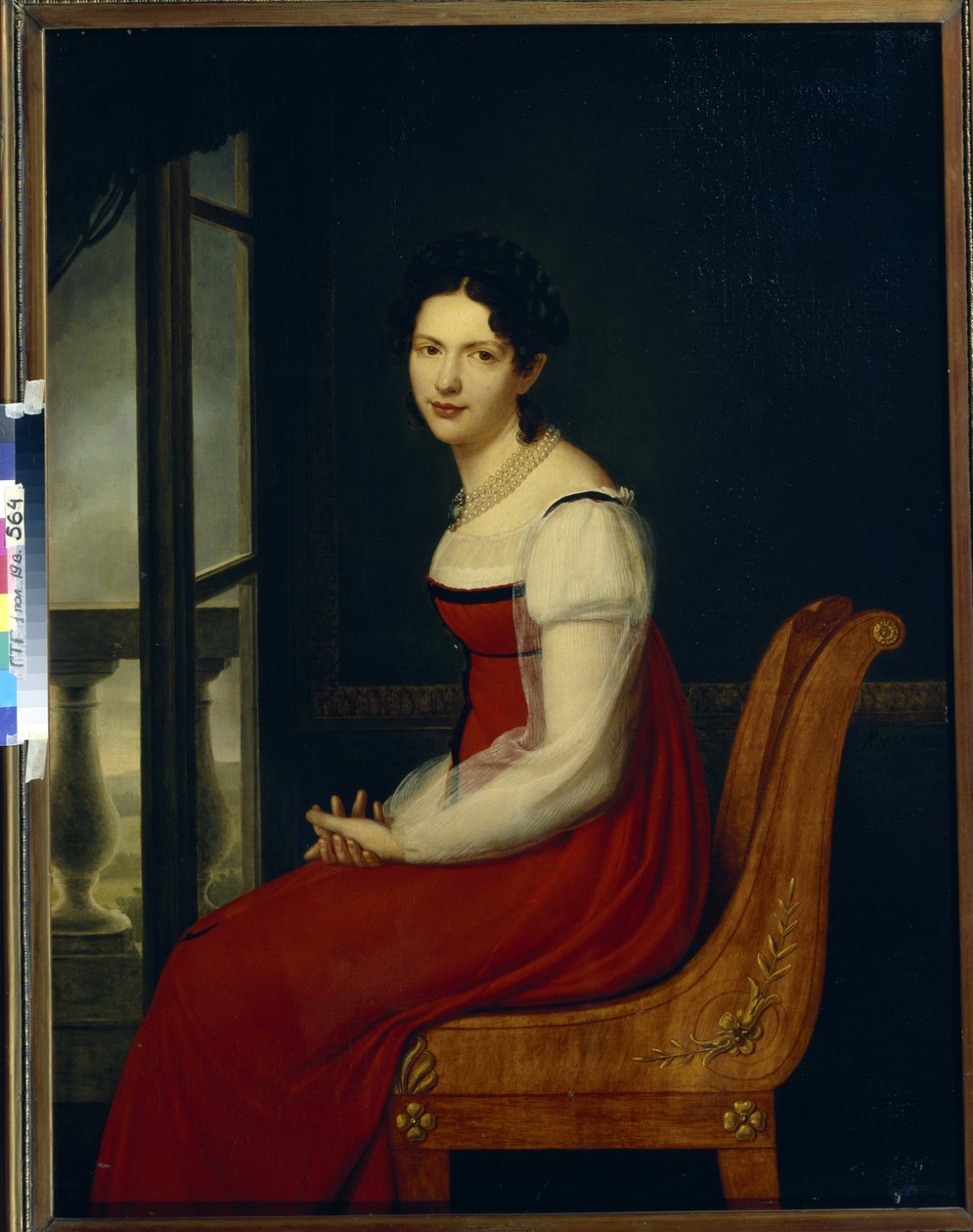 Retrato de la princesa Varvara Sergeevna Dolgorukova, de soltera Gagarina (1793-1833) (Princesa Varvara Sergeyevna Dolgorukova) - Pintura de Henri Francois Riesener (1767-1828), óleo sobre lienzo (96,8x125 cm) de Henri Francois Riesener