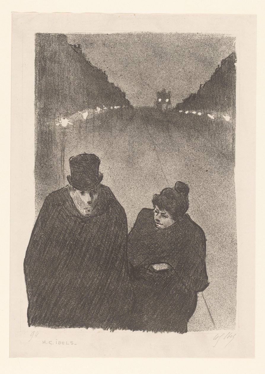 Hombre y mujer de noche en la calle de Henri Gabriel Ibels (attributed to)