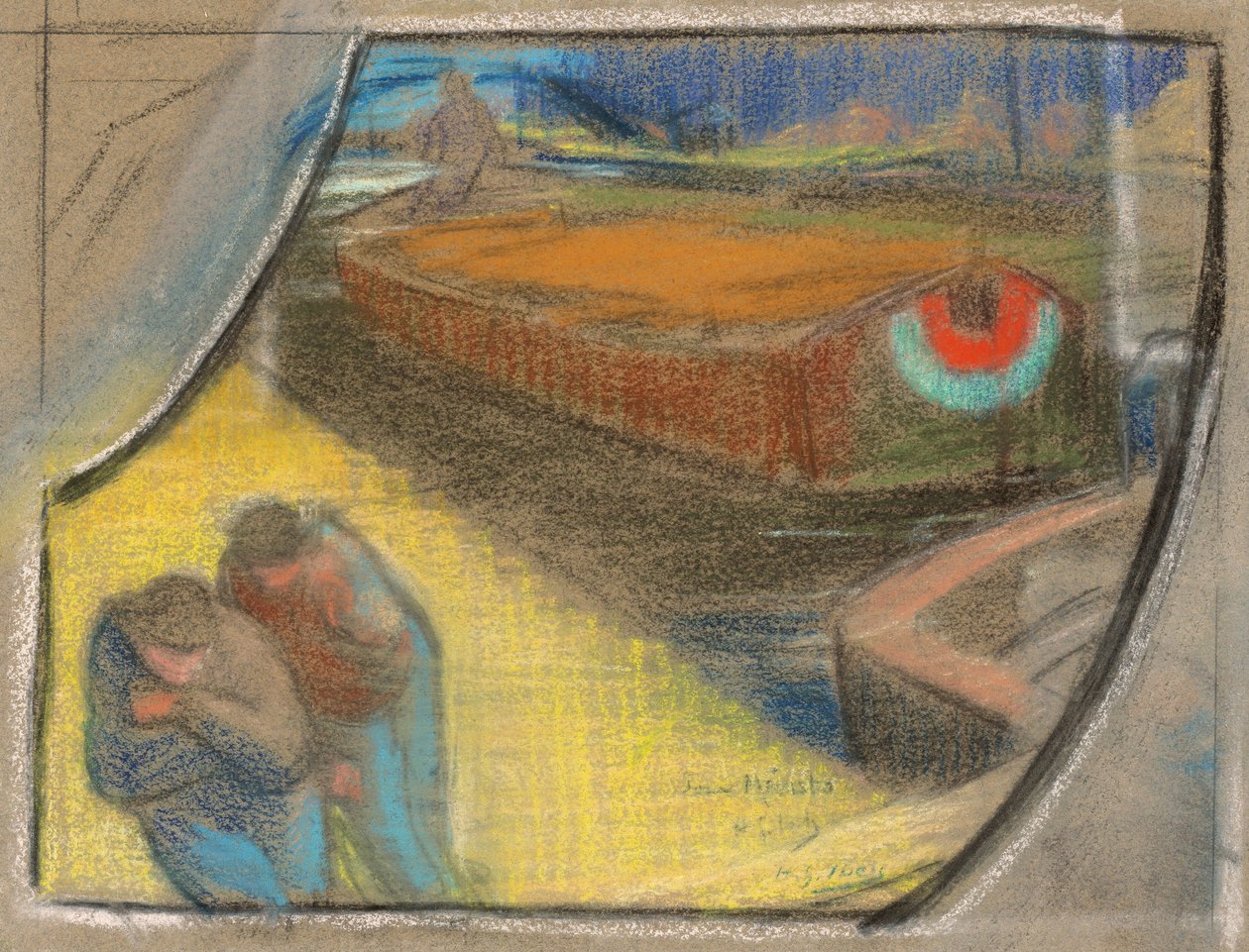 Hombres remolcando una barcaza (Estudio para Boubourouche) de Henri Gabriel Ibels