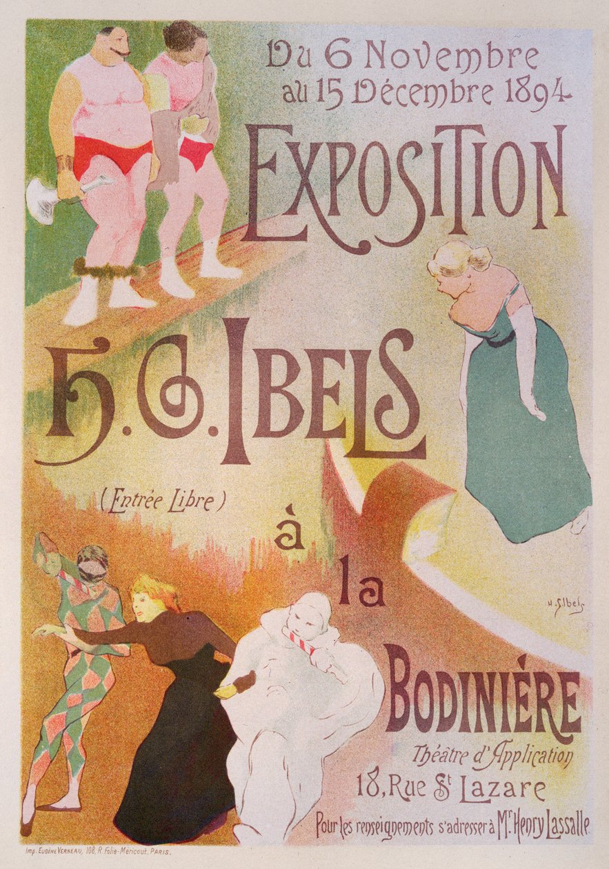 Reproducción de un cartel publicitario de una exposición de H. G. Ibels, en la Bodiniere, Rue St Lazare, París, 1894 de Henri Gabriel Ibels
